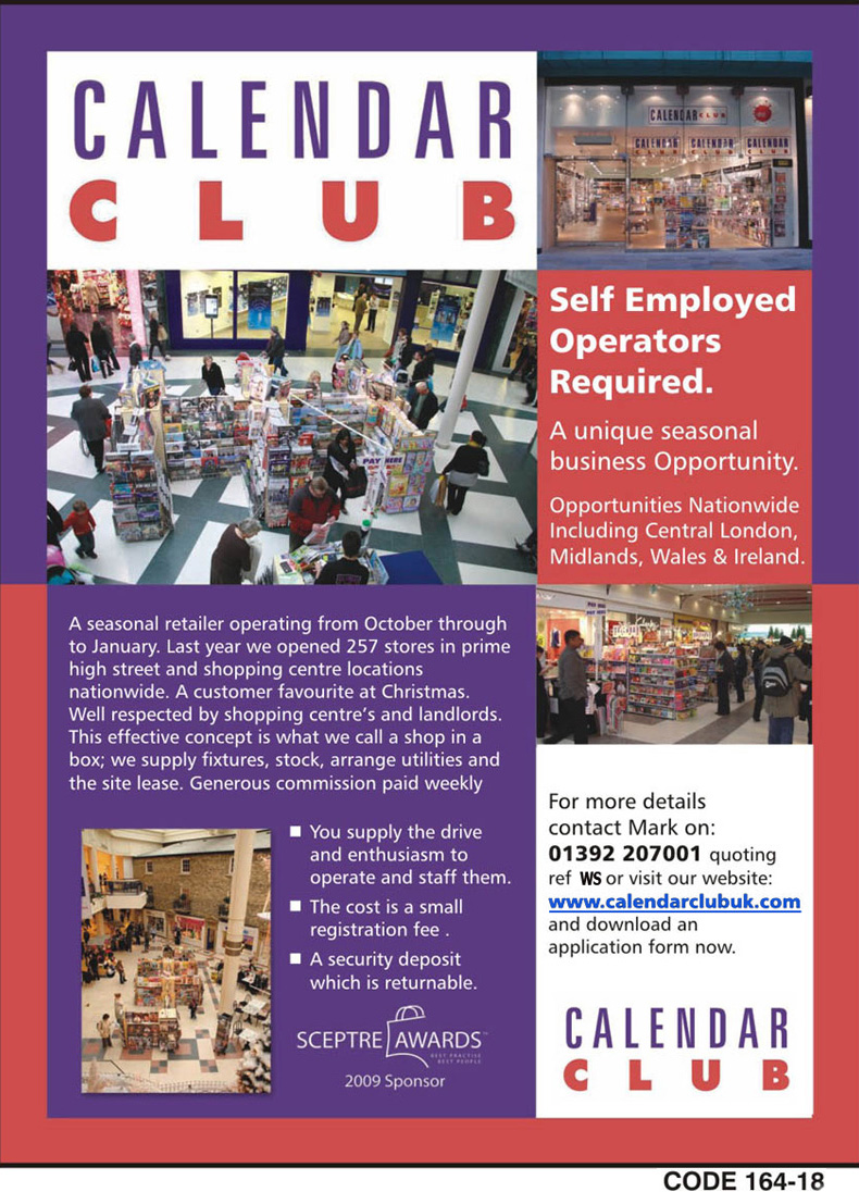 Calendar Club advertisement for self-employed owner operators (for an accessible version please visit http://www.calendarclubuk.com)