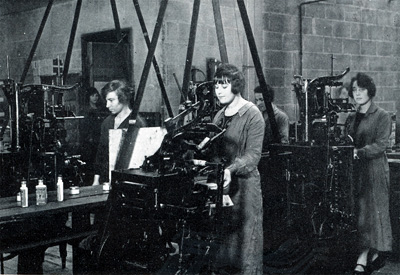 Packaging Meltonian Shoe Whitener in a 1930s factory, from the F. W. Woolworth and Co. Ltd. staff magazine 'The New Bond'. Click for a larger copy in a new window.